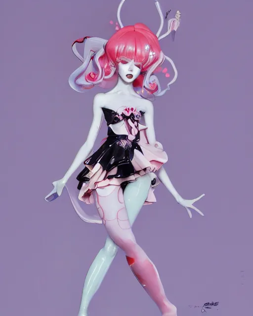 Prompt: james jean isolated vinyl figure harajuku magical girl character design, figure photography, dynamic pose, holographic undertones, glitter accents on figure, anime stylized, sharp focus, accurate fictional proportions, high delicate defined details, ethereal lighting