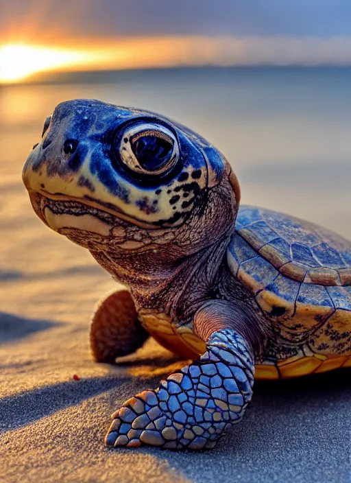 Prompt: close-up photo of a stoned turtle sunbathing and smoking a joint at the beach, golden hour, Breathtaking, 8k resolution, extremely detailed, beautiful, establishing shot, artistic