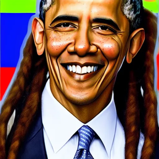 Prompt: barack obama with long dread locks hair - n 4