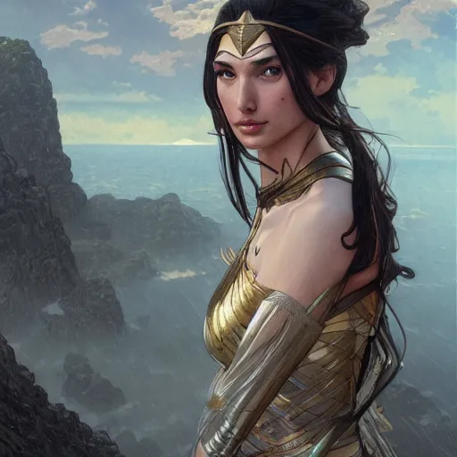 Image similar to ultra realistic illustration, gal gadot as damsel in distress anime, intricate, elegant, highly detailed, digital painting, artstation, concept art, smooth, sharp focus, illustration, art by artgerm and greg rutkowski and alphonse mucha and wlop