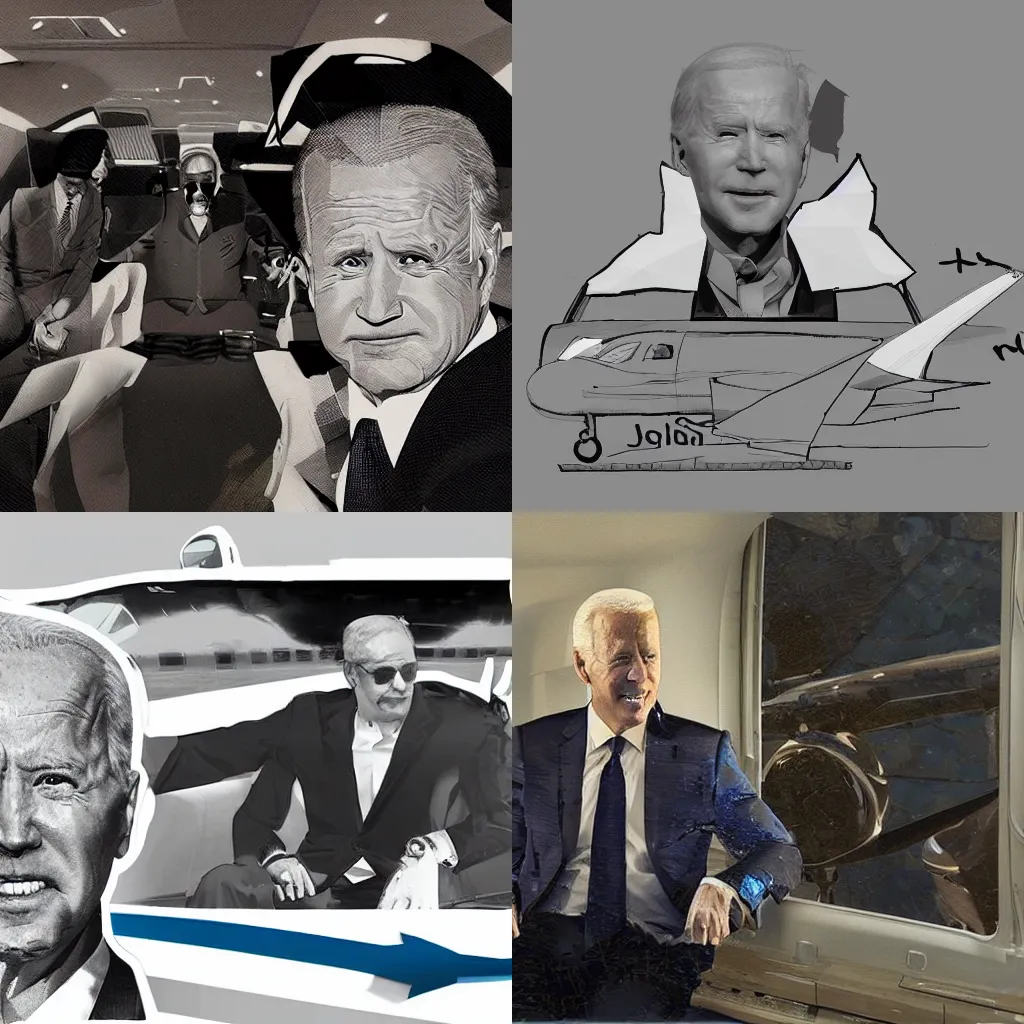 Prompt: low poly joe biden sitting in his private jet, cover art