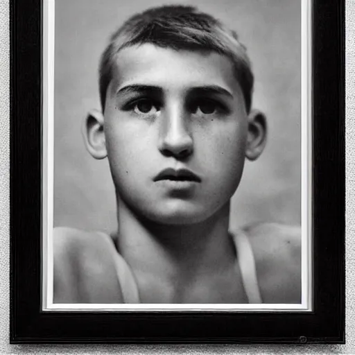 Prompt: a portrait of a teenage basketball player with short hair by jozsef borsos