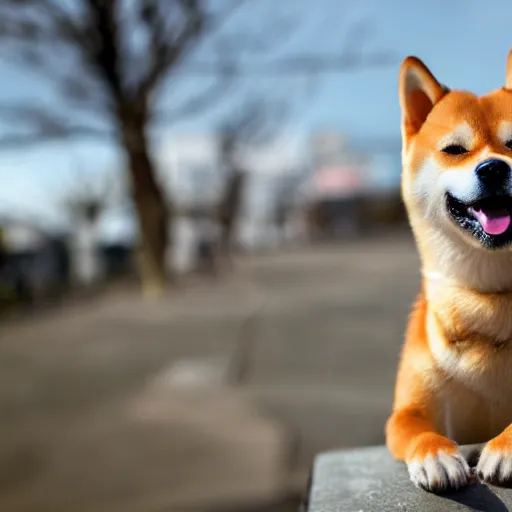 Prompt: A 4k photorealism image of a shiba inu with human hands giving a thumbs up while grinning