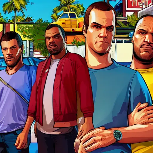 Image similar to Fall Guys in GTA 5, cover art by Stephen Bliss, boxart, loading screen