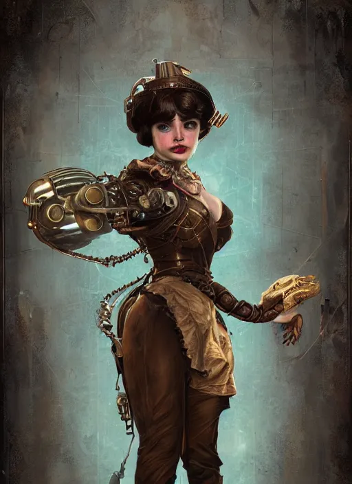 Prompt: Bioshock steampunk biopunk portrait, au naturel, hyper detailed, digital art, trending in artstation, cinematic lighting, studio quality, smooth render, unreal engine 5 rendered, octane rendered, art style by klimt and nixeu and ian sprigger and wlop and krenz cushart