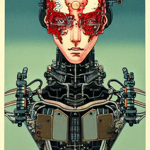 Prompt: prompt : portrait of cyborg painted in miyazaki color style drawn by katsuhiro otomo and takato yamamoto, inspired by fables, china doll face, smooth face feature, intricate oil painting, high detail, sharp high detail, manga and anime 2 0 0 0