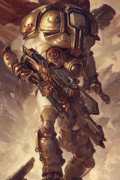 Prompt: beautiful cottagecore warhammer 40k space marine. intricate, elegant. highly detailed, digital painting, artstation, concept art, smooth, sharp, focus, illustration. . art by artgerm and greg rutkowski and alphonse mucha