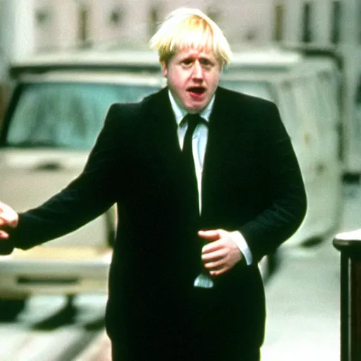 Image similar to film still of boris johnson in the matrix ( 1 9 9 9 )