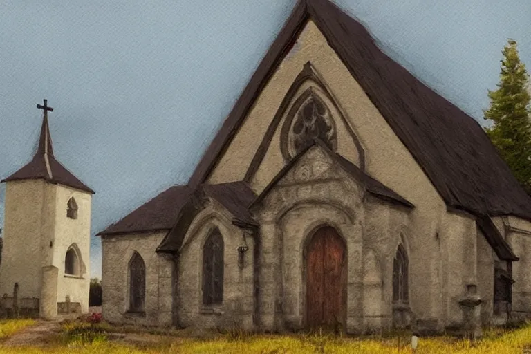 Image similar to the saddest little church in saint sanne, trending on artstation