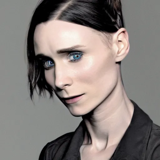 Image similar to A photorealistic portrait of the actress rooney mara, subtle smile, from the shoulders up, 4k, photorealist, DSLR photograph