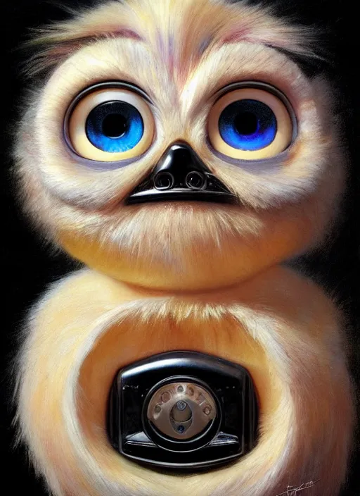 Image similar to portrait Furby in Society (1989), highly detailed, centered, solid color background, digital painting, artstation, concept art, smooth, sharp focus, illustration, artgerm, donato giancola, Joseph Christian Leyendecker, Les Edwards, Ed Repka, WLOP, Artgerm