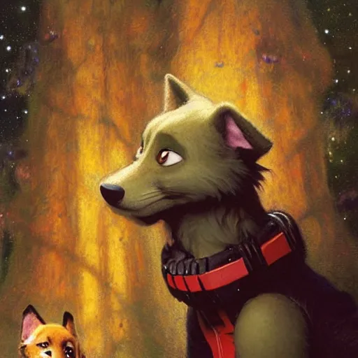 Prompt: a female dog dogwoman canine in starfleet uniform at night in a dark forest. zootopia fursona furaffinity furry art detailed face painting by gaston bussiere craig mullins jc leyendecker gustav klimt artgerm greg rutkowski furry