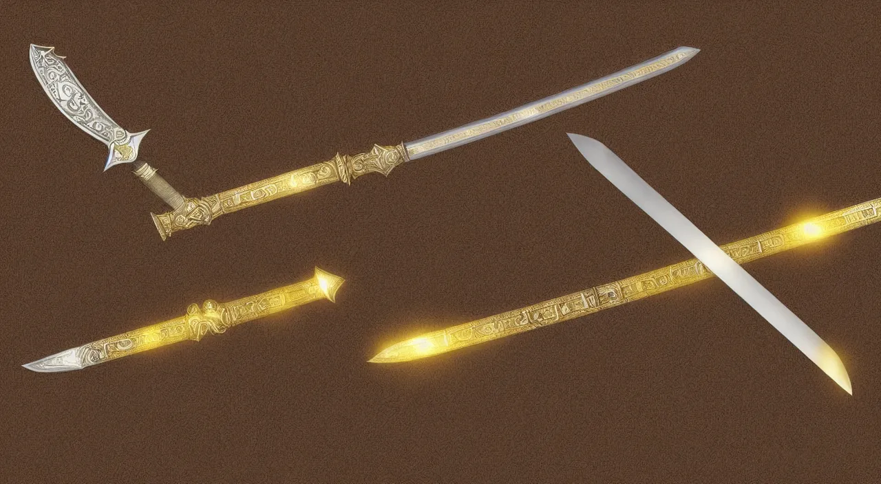 Prompt: a glorious sword with golden hilt with ambient glow around it