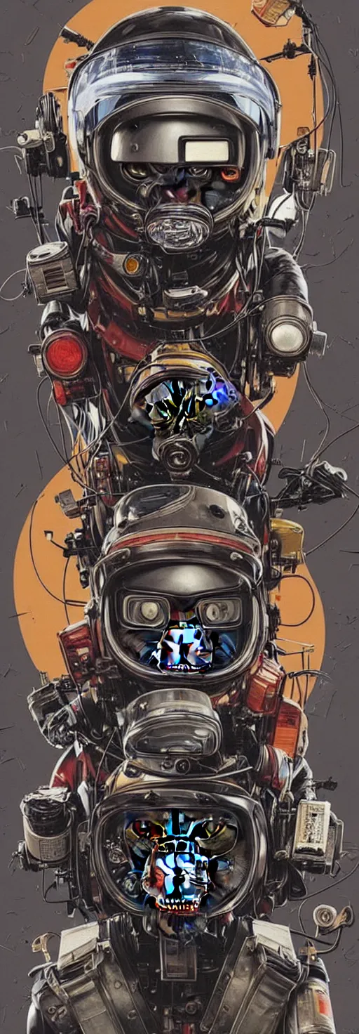 Prompt: a portrait of aanthropomorphic cyberpunk monkey wearing a crash helmet riding a motorcycle by sandra chevrier, by jon foster, detailed render, epic composition, cybernetics, 4 k realistic, tape deck, cryengine, realistic shaded lighting, sharp focus, masterpiece, by enki bilal