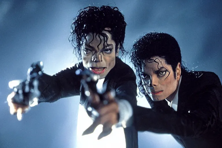 Image similar to michael jackson fighting with aliens inside men in black movie