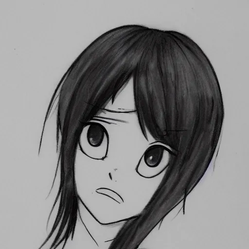 Image similar to sketch of manga girl in dramatic pose