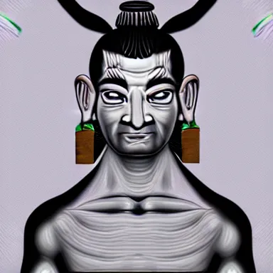 Image similar to zportre of an adhd psychonautistic trader in shape of zen devil, digital painting, highly detailed