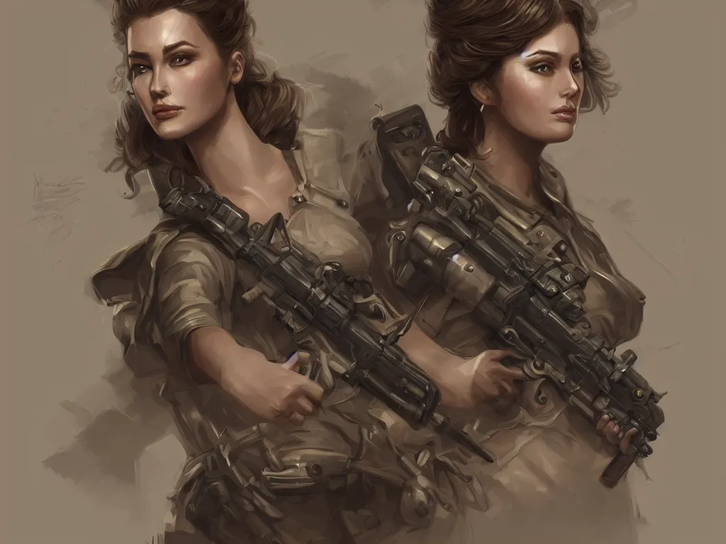 Prompt: woman, army, intricate, elegant, highly detailed, digital painting, artstation, concept art, sharp focus, illustration