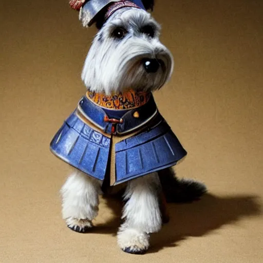 Prompt: A Samurai Schnauzer in armor