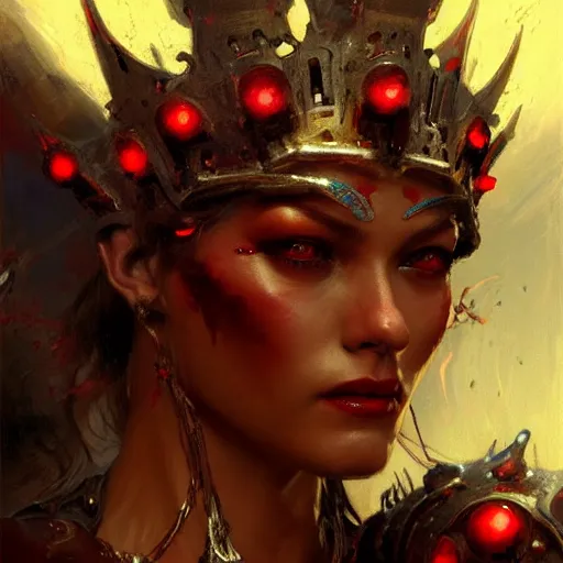 attractive i robot demon queen with crown and red | Stable Diffusion ...