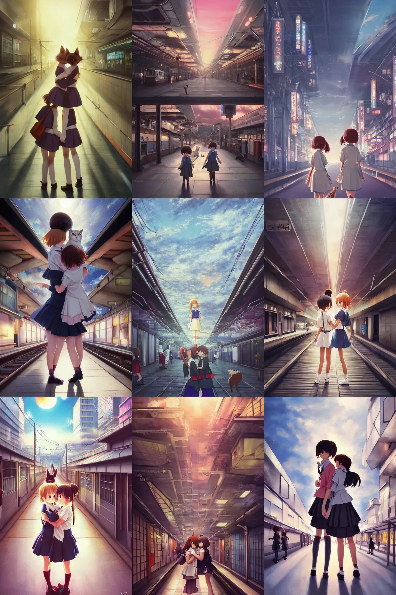 Two women hugging anime character digital wallpaper HD wallpaper |  Wallpaper Flare