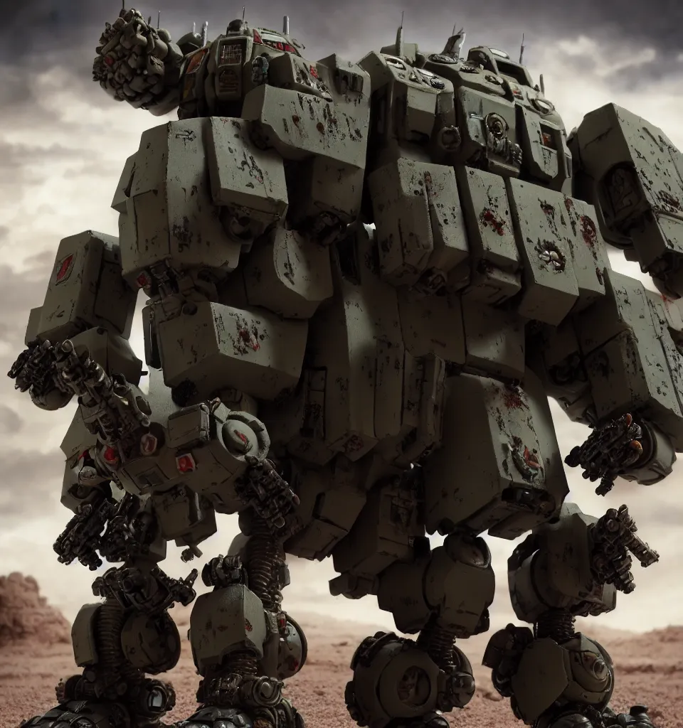 Image similar to cinematic still of a zombie heavy mech military space marine, by kow yokoyama, maschinen krieger, hobby japan, stormy post apocalyptic desert, highly detailed, 3 5 mm, shot with canon 5 d mark ii, face detail, rob bottin, rick baker, jordu schell, artstation, cg society, soft illumination