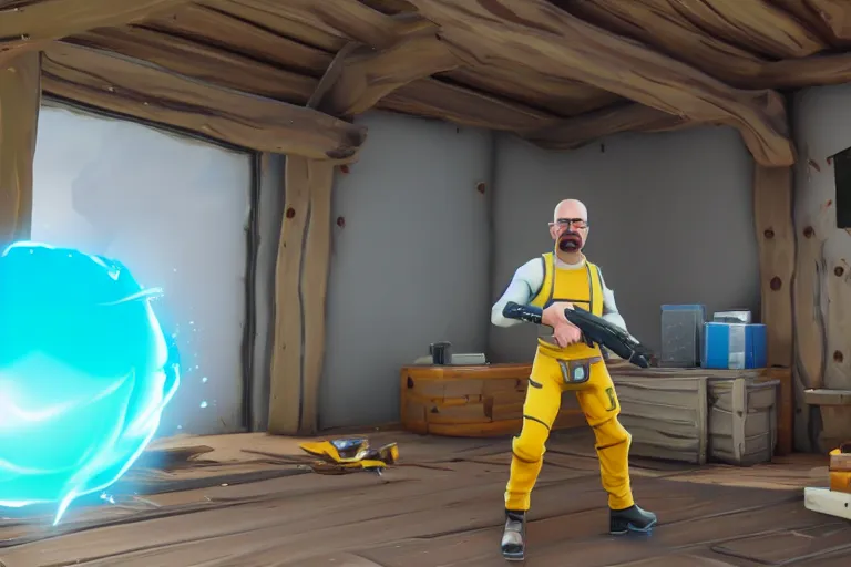 Prompt: a screenshot of walter white in fortnite, photorealistic, hd, 8 k