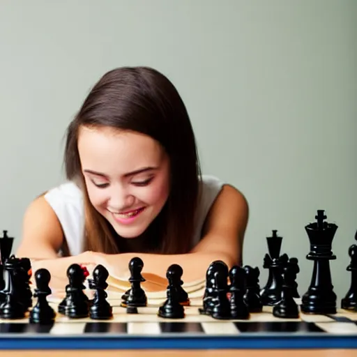 Image similar to beautiful girlfriend playing chess