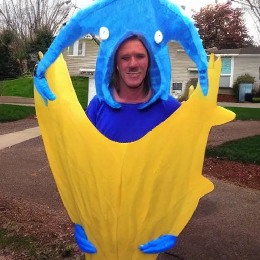 Image similar to a person in a fish costume, craigslist photo