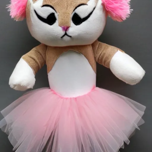 Image similar to plush cat toy dressed as a ballerina