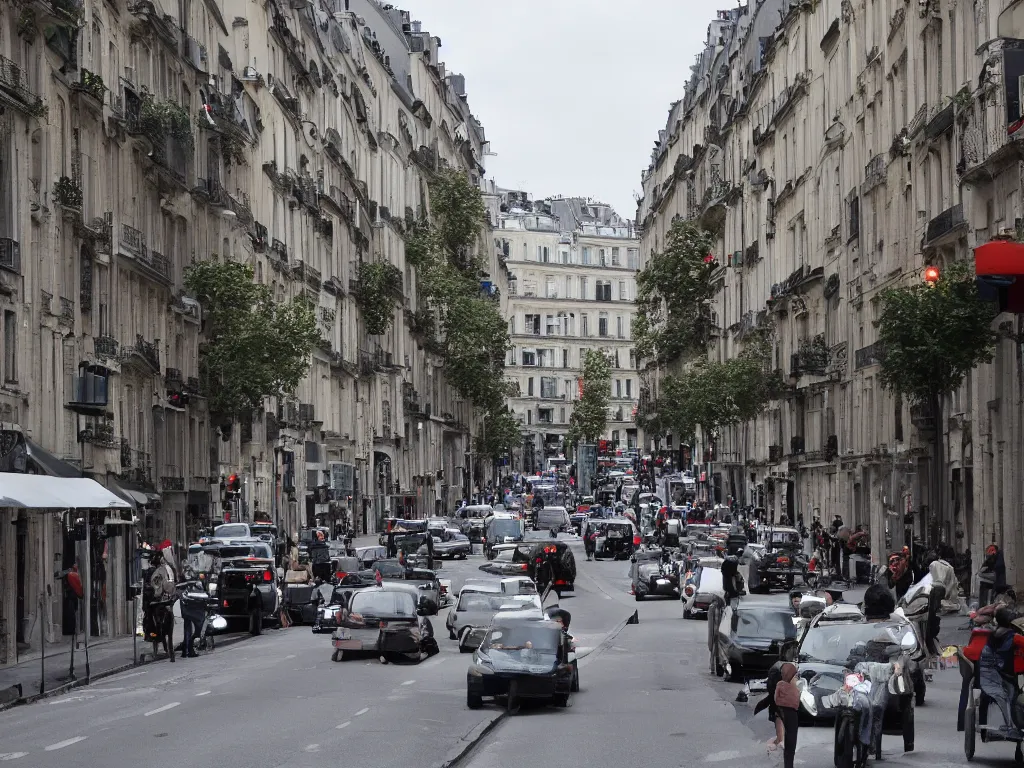 Image similar to rue parmentier with traffic and people partying