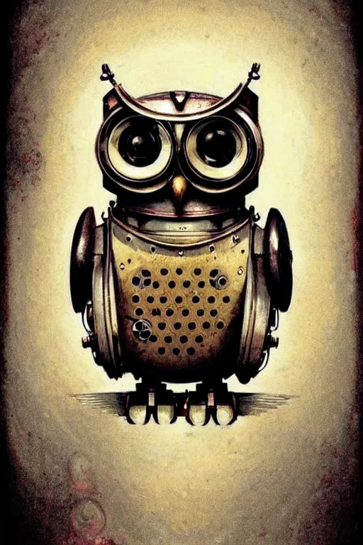 Image similar to (((((1950s retro robot steampunk owl . muted colors.))))) by Jean-Baptiste Monge !!!!!!!!!!!!!!!!!!!!!!!!!!!!!!