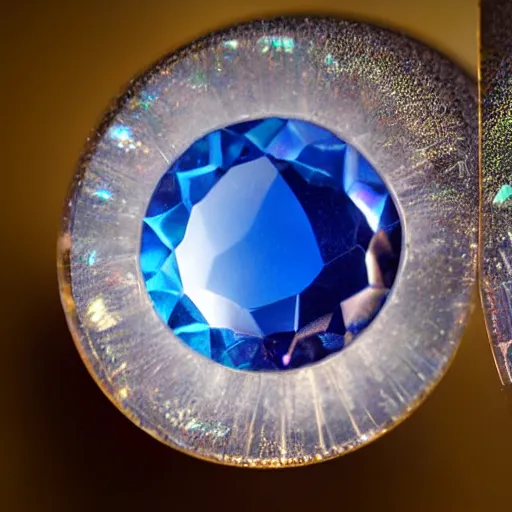 Prompt: studio photograph of raw uncut gems refracting light, macro photography, f 4