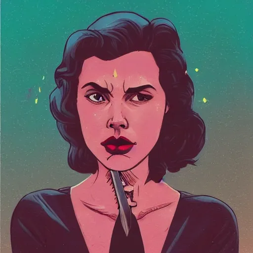 Image similar to a colorful comic noir illustration of a sad gal gadot singing the blues in new orleans by sachin teng, by queens of the stone age, dark vibes, pastel lighting, cinematic, depth of field, 8 k, high contrast