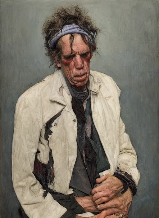 Prompt: keith richards by jeremy lipking egon schiele gottfried helnwein