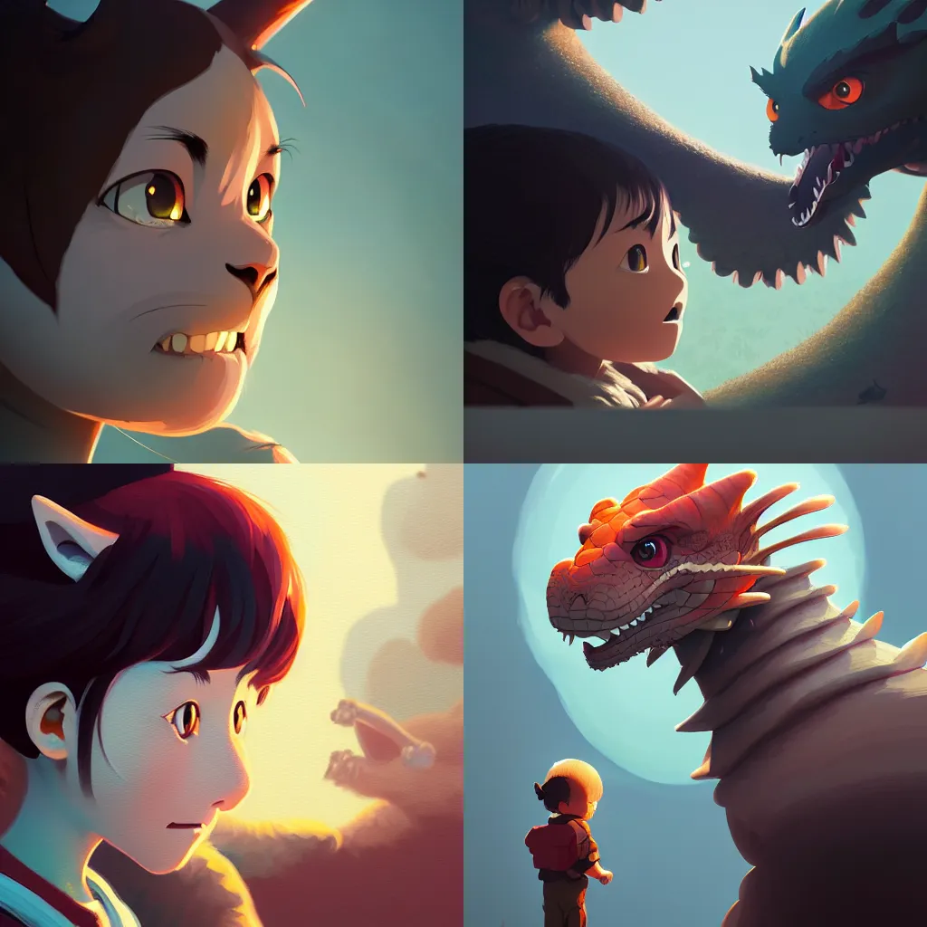 Prompt: portrait of dragon cub, artstation, elegant, highly detailed, digital painting, concept art, smooth, sharp focus, illustration, art by studio ghibli, fujita goro, atey ghailan, tom whalen, jean giraud 8 k