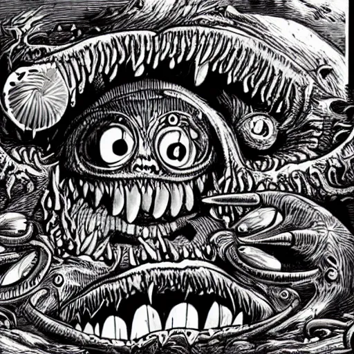 Image similar to monster from the ocean floor, the beast with a million eyes, not of this earth, attack of the crab monsters, night of the blood beast, attack of the giant leeches, creature from the haunted sea