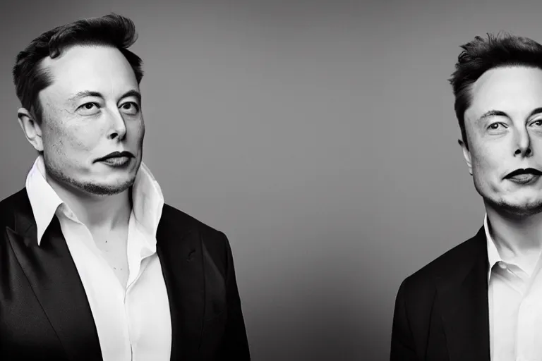 Image similar to A portrait photo of Elon Musk teams up with a teenage Elon Musk, perfect faces, 50 mm, award winning photography