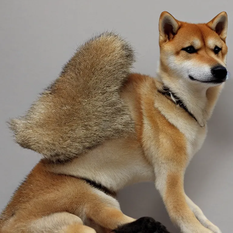 Image similar to a shiba-inu fossile perfectly preserved from 500 million years ago