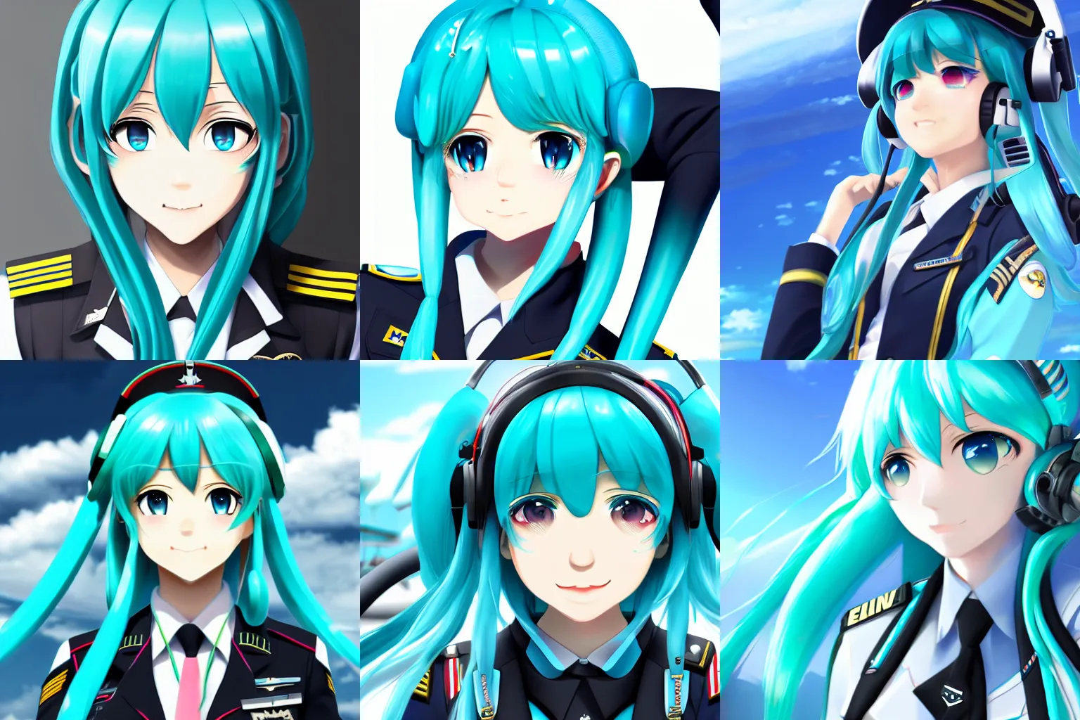 Prompt: Hatsune Miku as a navy pilot, epic, 4k resolution, extremely detailed, very sharp, artstation, digital art, vibrant