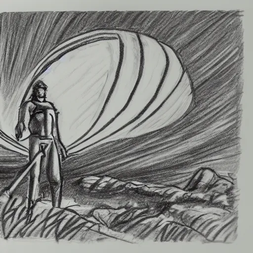 Image similar to hand drawn sketch of the keeper of the plains in Wichita