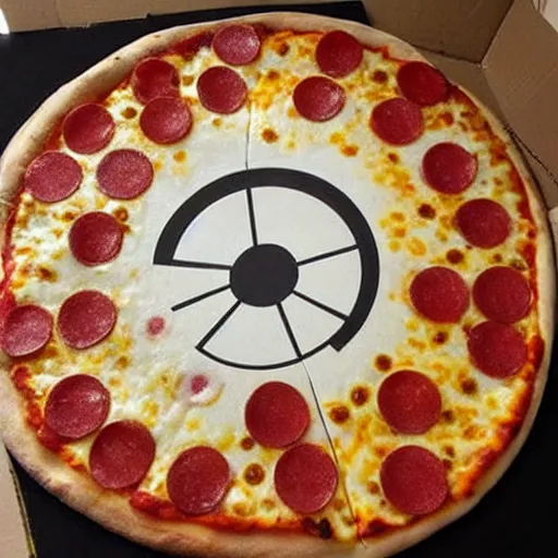 Image similar to death star that looks like a pizza