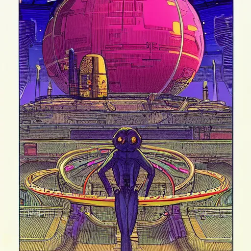 Image similar to a cyberpunk monkey in a spaceport by jean giraud