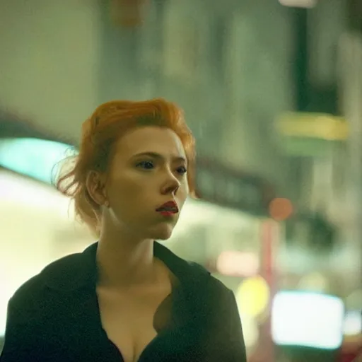 Image similar to intimate movie still of scarlett johansson in wong kar wai chung king express