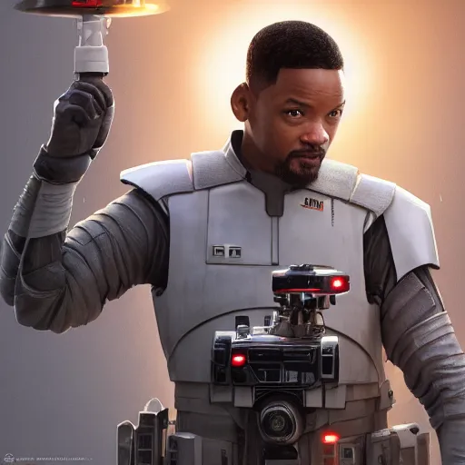 Image similar to will smith as a jedi, starwars, hyper detailed, digital art, trending in artstation, cinematic lighting, studio quality, smooth render, unreal engine 5 rendered, octane rendered