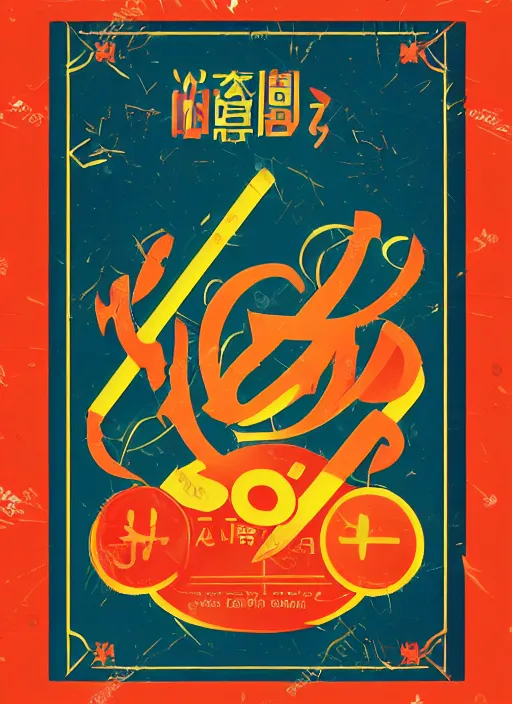 Image similar to poster design with bright and colourful vintage typographic japanese katakana, layout design, illustrator vector graphics