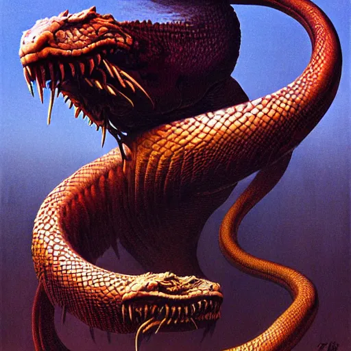 Prompt: snake monster 4 k by zdzisław beksinski