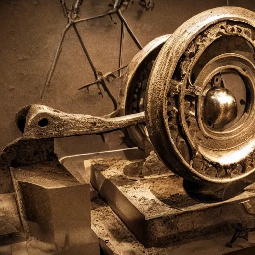 Image similar to this ancient metal machine from 9 0 0 million years ago baffles modern archeologists, award winning photo, 4 k