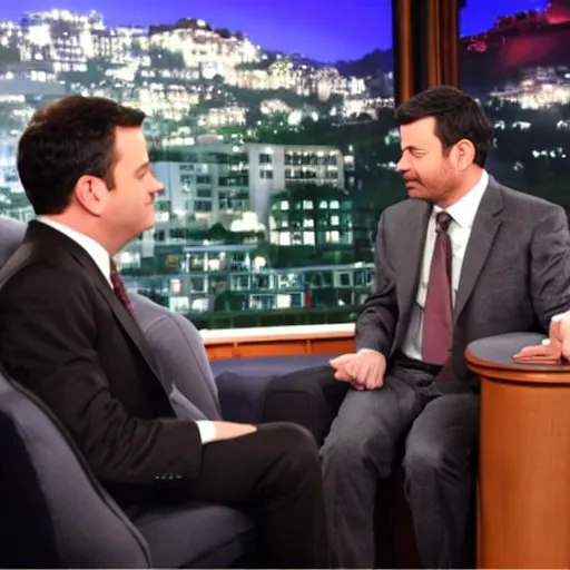 Image similar to Jimmy Kimmel interviewing Green Goblin, tv show, television