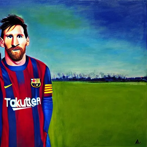 Prompt: a portrait of lionel messi in a scenic environment by ivan albright